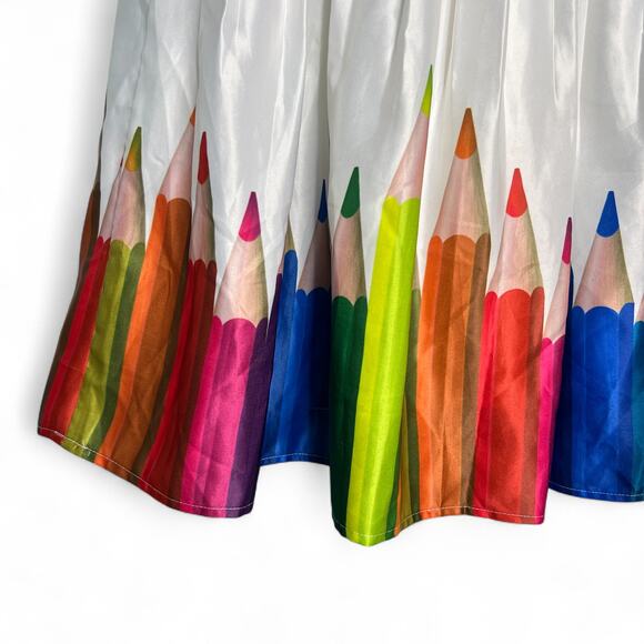 Chicwish Circle Skirt Sz Medium Color Pencil Photo Printed Midi Retro 50s Style - Picture 4 of 7